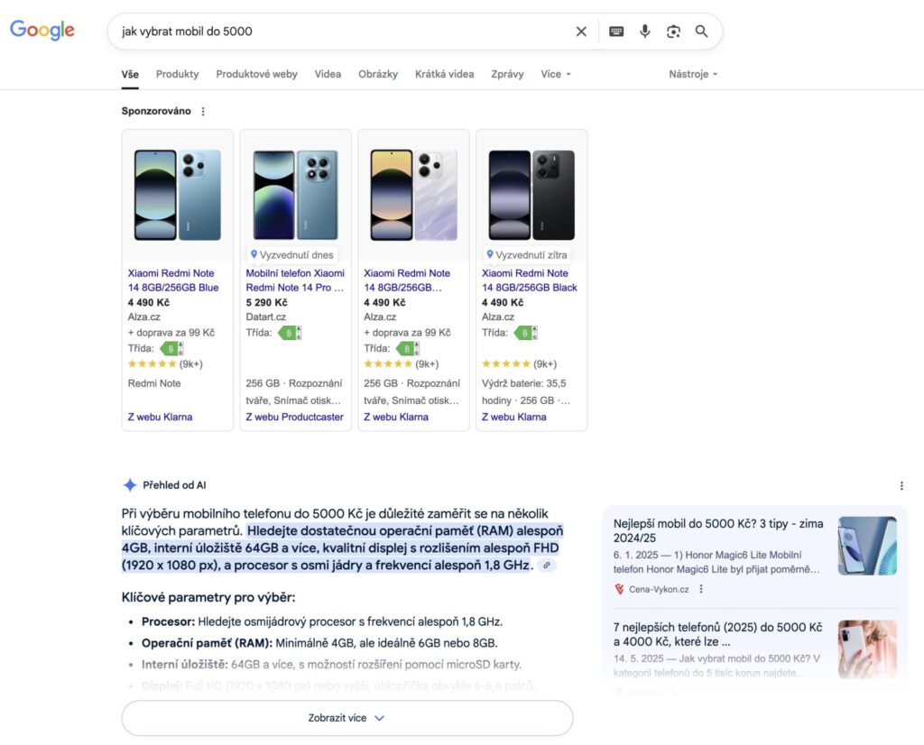 AI Overview pod reklamami