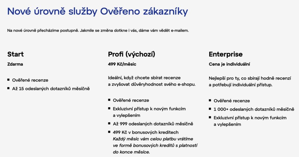 Nové ceny Heureka Ověřeno zákazníky (září 2025)