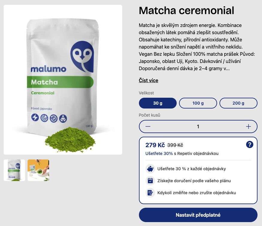 Předplatné pro zboží na e-shopu