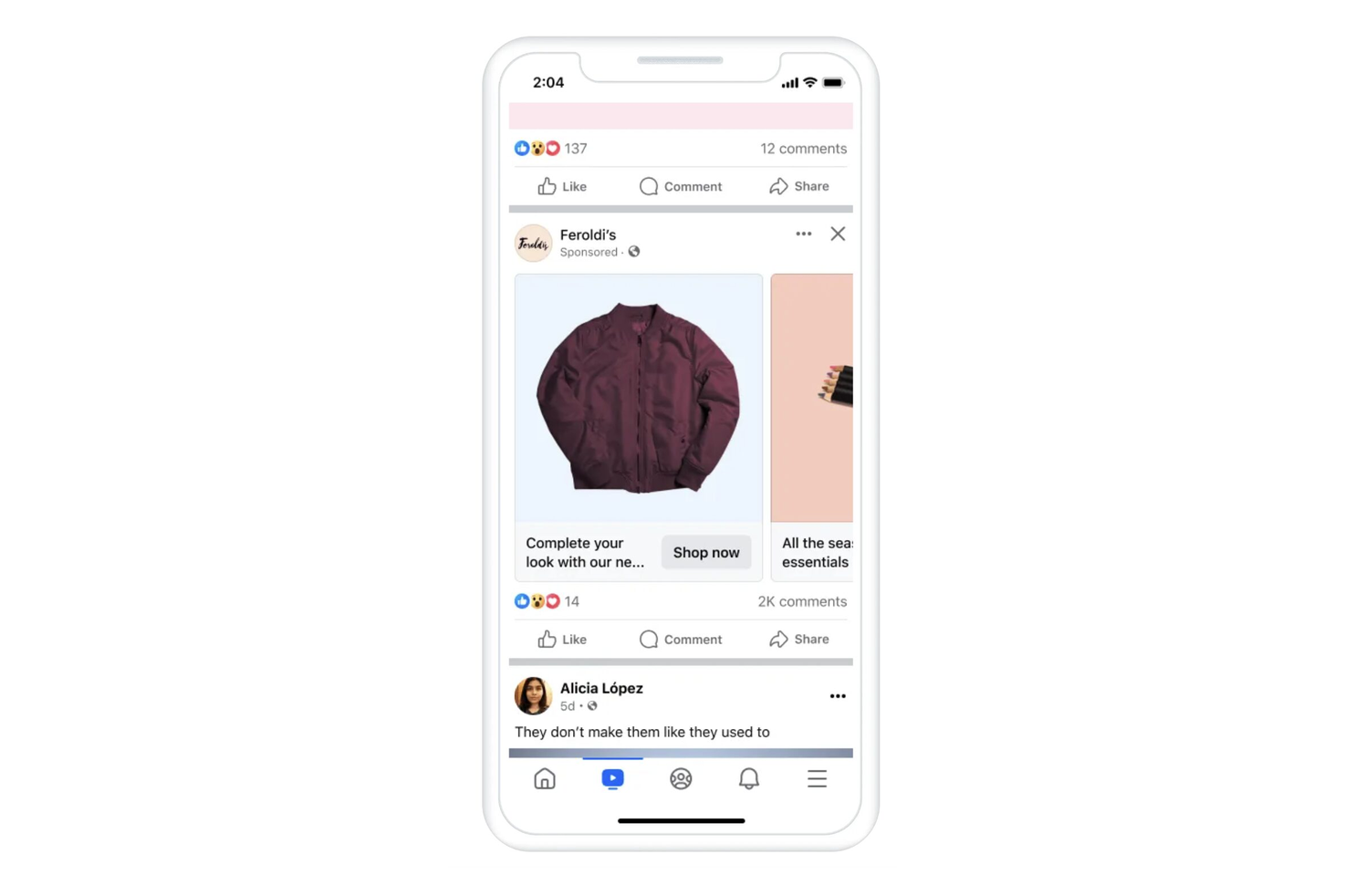 Karuselová reklama na Facebooku s více produkty
