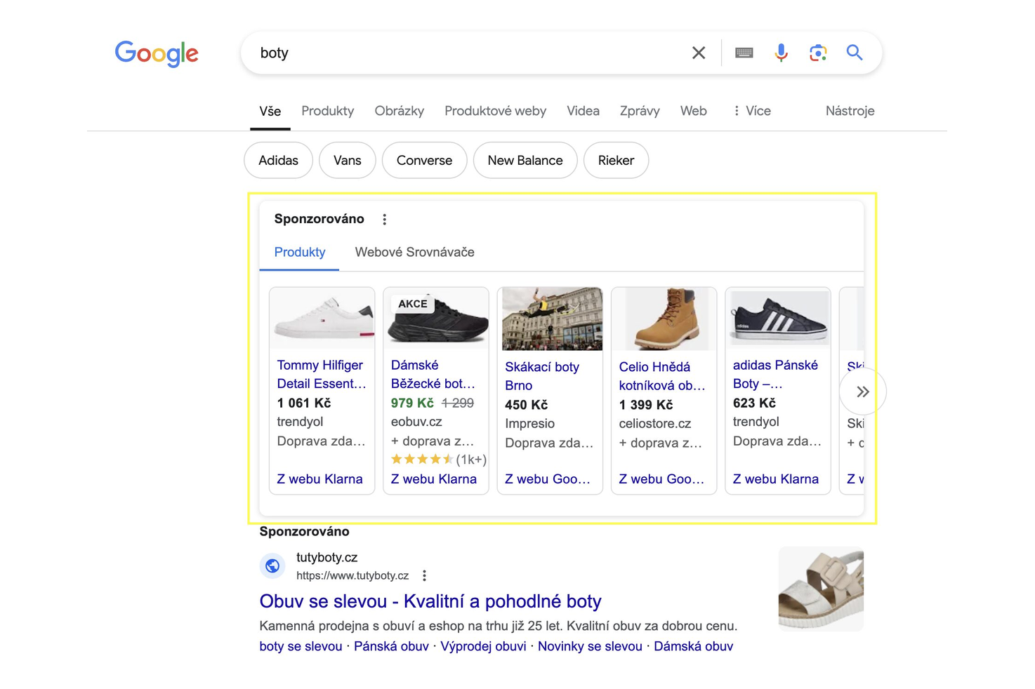 Produktové inzeráty v Google Nákupech
